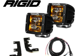 RIGID Radiance Pod Amber LED Lights w/ Hood Bracket for GM Trucks